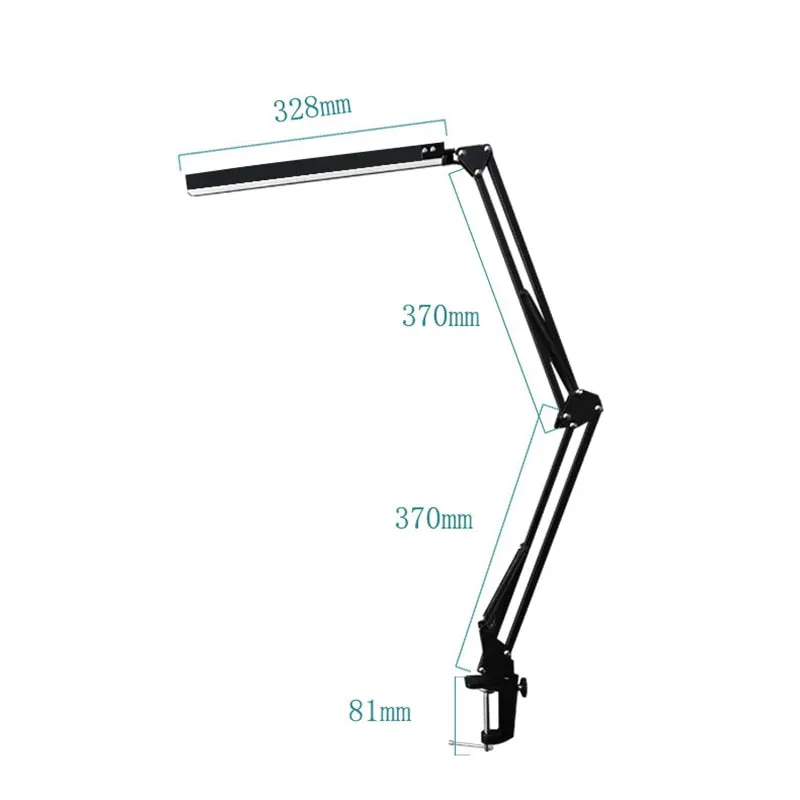 LED Folding Metal  Desk Lamp Clip on Light Clamp Long Arm Dimming Table Lamp 3 Colors For Living Room Reading And Computers