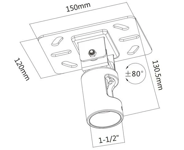 LED, LCD and Plasma TV Flat Panel Cathedral Ceiling Mounting Plate for 1.5" NPT Pipes