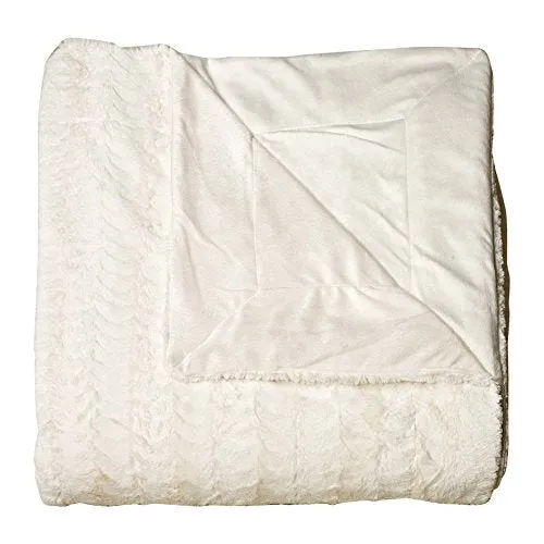 Luxurious Over-Sized Faux Fur Bed Throw Blanket  Cream