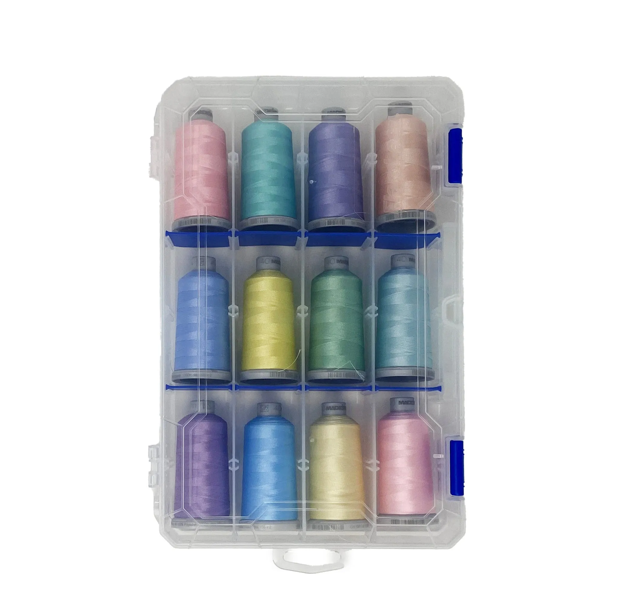 Madeira 40 Polyester Machine Embroidery Thread | 12 x 1100 Yards | Medium Soft Case | Pastel Assortment | 919-12-PASTEL