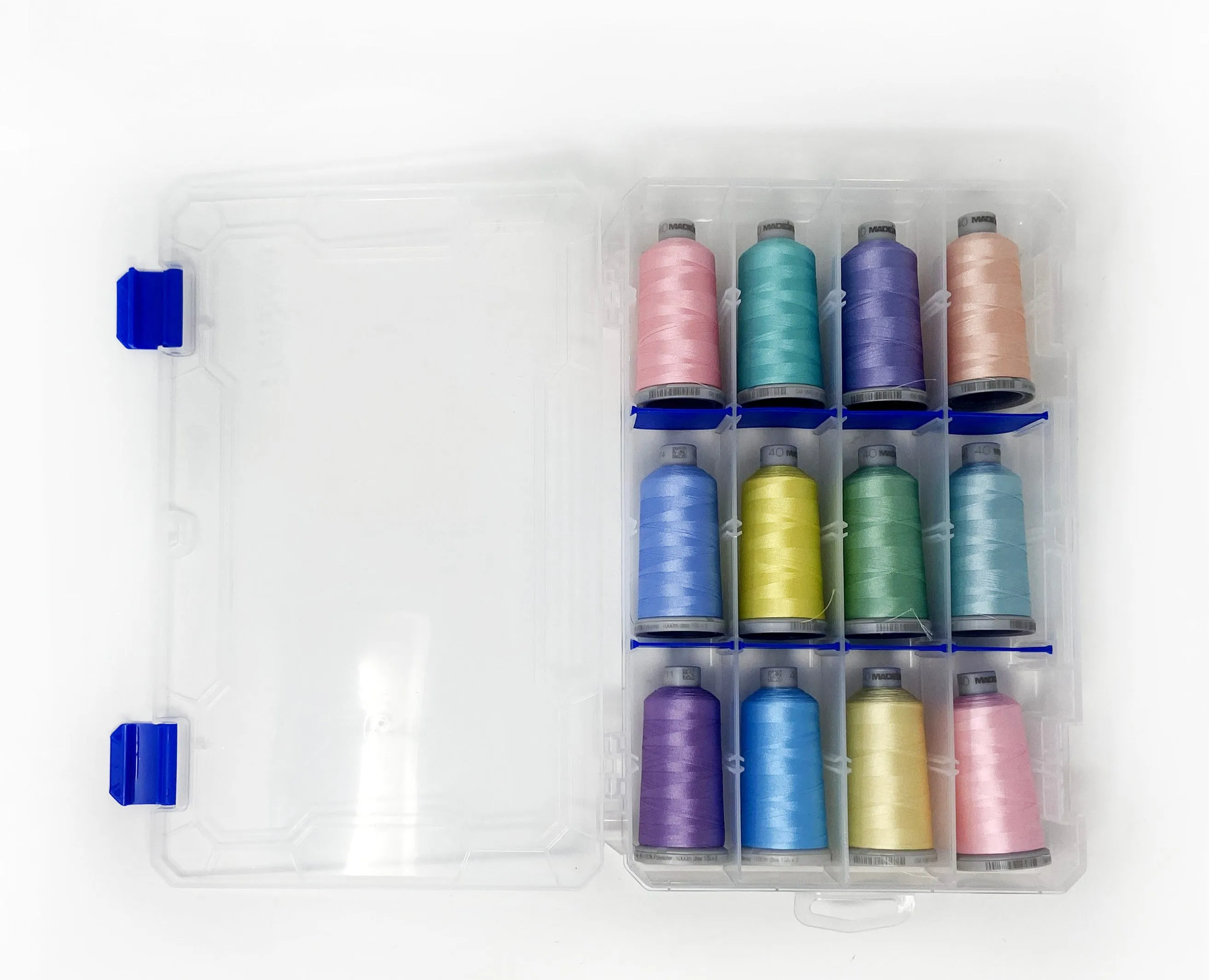 Madeira 40 Polyester Machine Embroidery Thread | 12 x 1100 Yards | Medium Soft Case | Pastel Assortment | 919-12-PASTEL