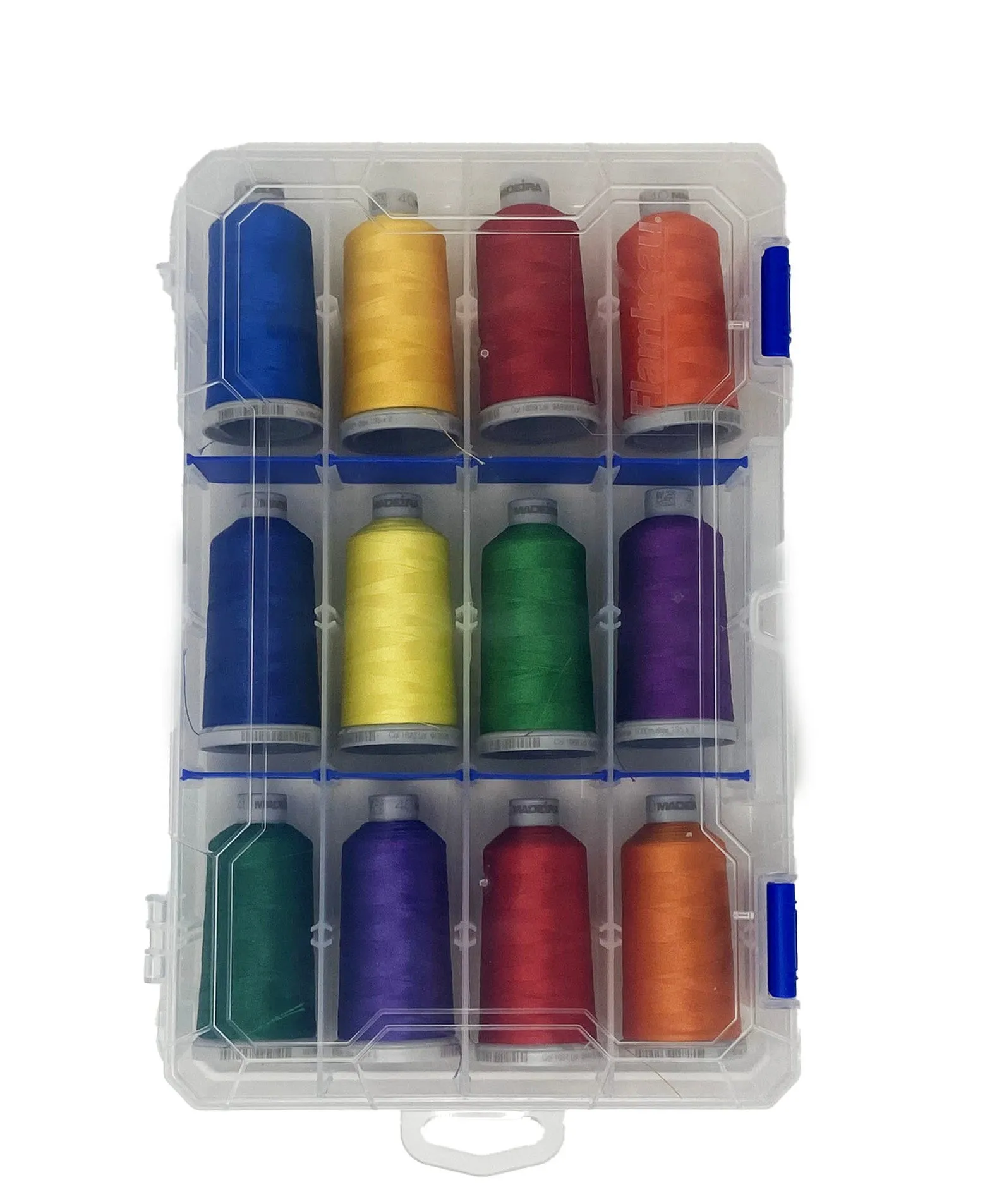 Madeira 40 Polyester Machine Embroidery Thread | 12 x 1100 Yards | Medium Soft Case | Primary Assortment | 919-12-PRIMARY