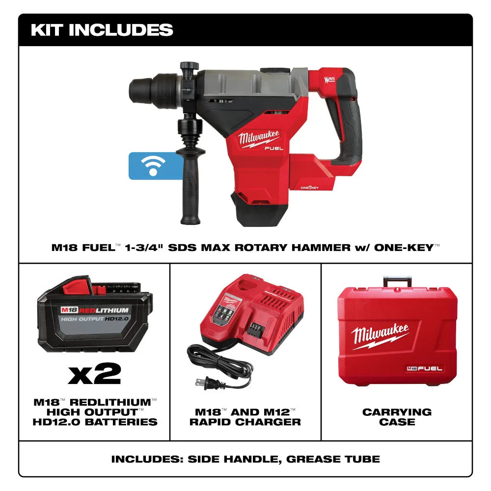 Milwaukee 2718-22HD M18 FUEL 1-3/4" SDS Max Rotary Hammer Kit w/ (2) 12Ah Batteries