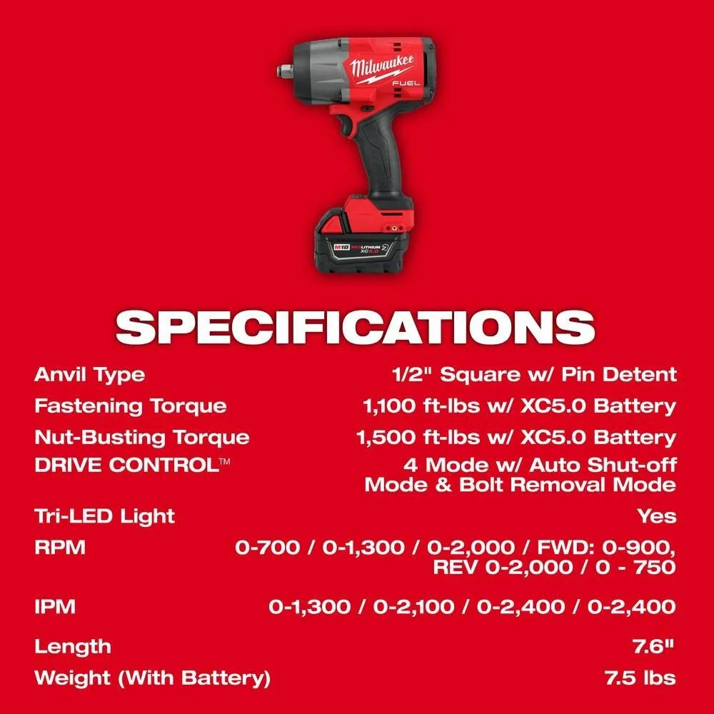 Milwaukee 3010-22 M18 FUEL 1/2" HTIW & 3/8" MTIW Automotive Combo Kit