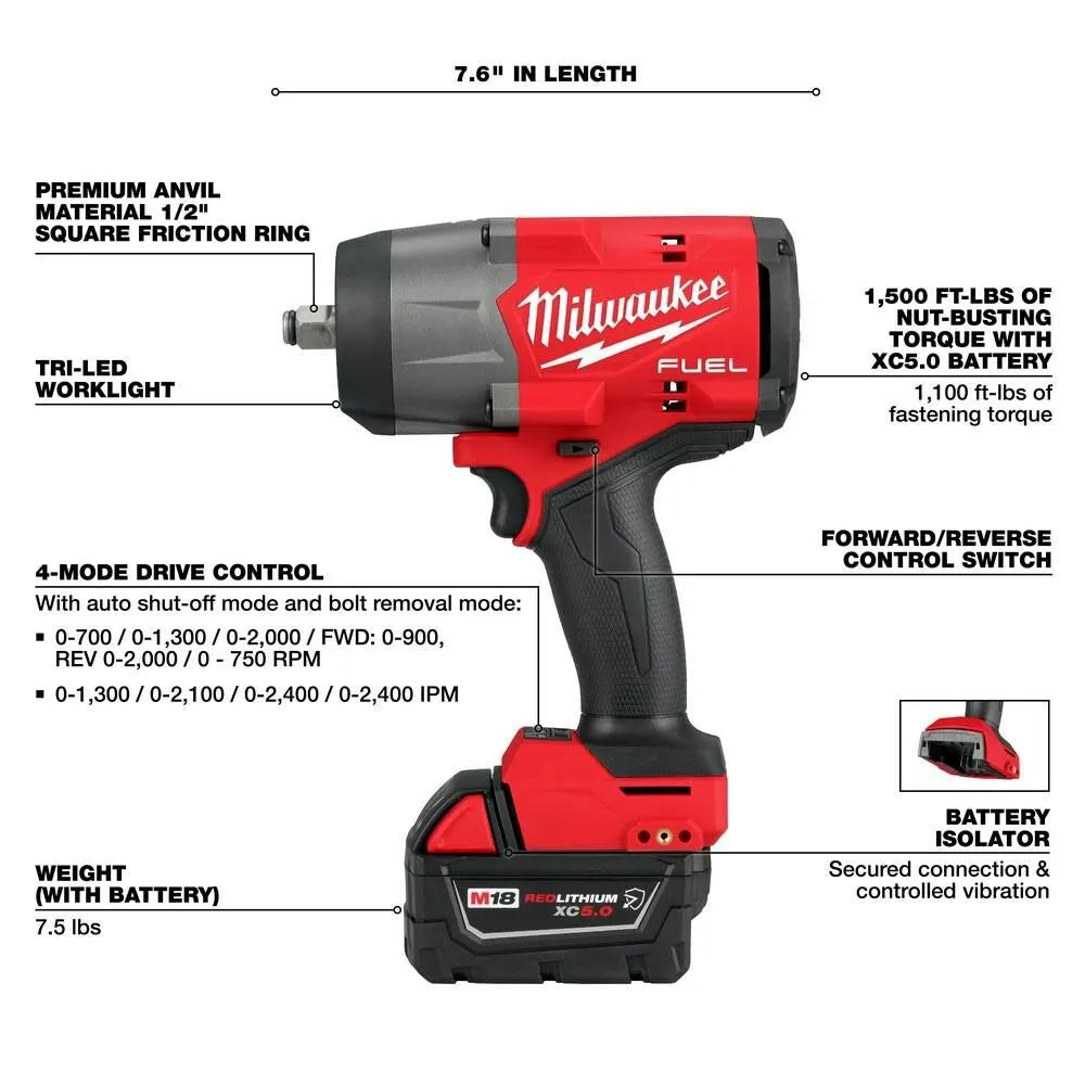 Milwaukee 3010-22 M18 FUEL 1/2" HTIW & 3/8" MTIW Automotive Combo Kit