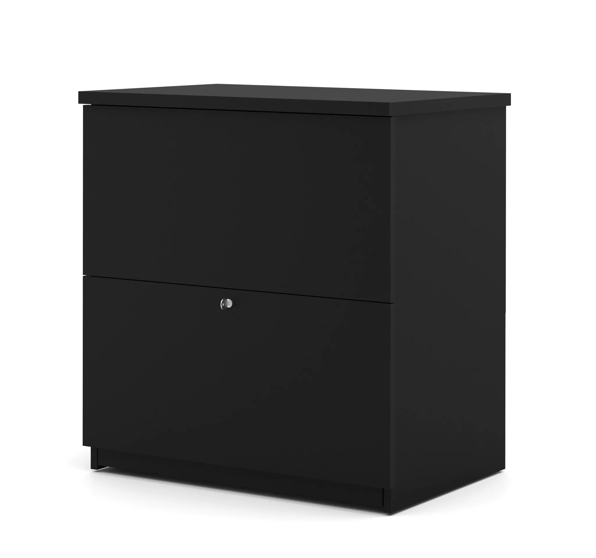 Modern U-shaped Single Pedestal Desk in Deep Gray & Black Finish