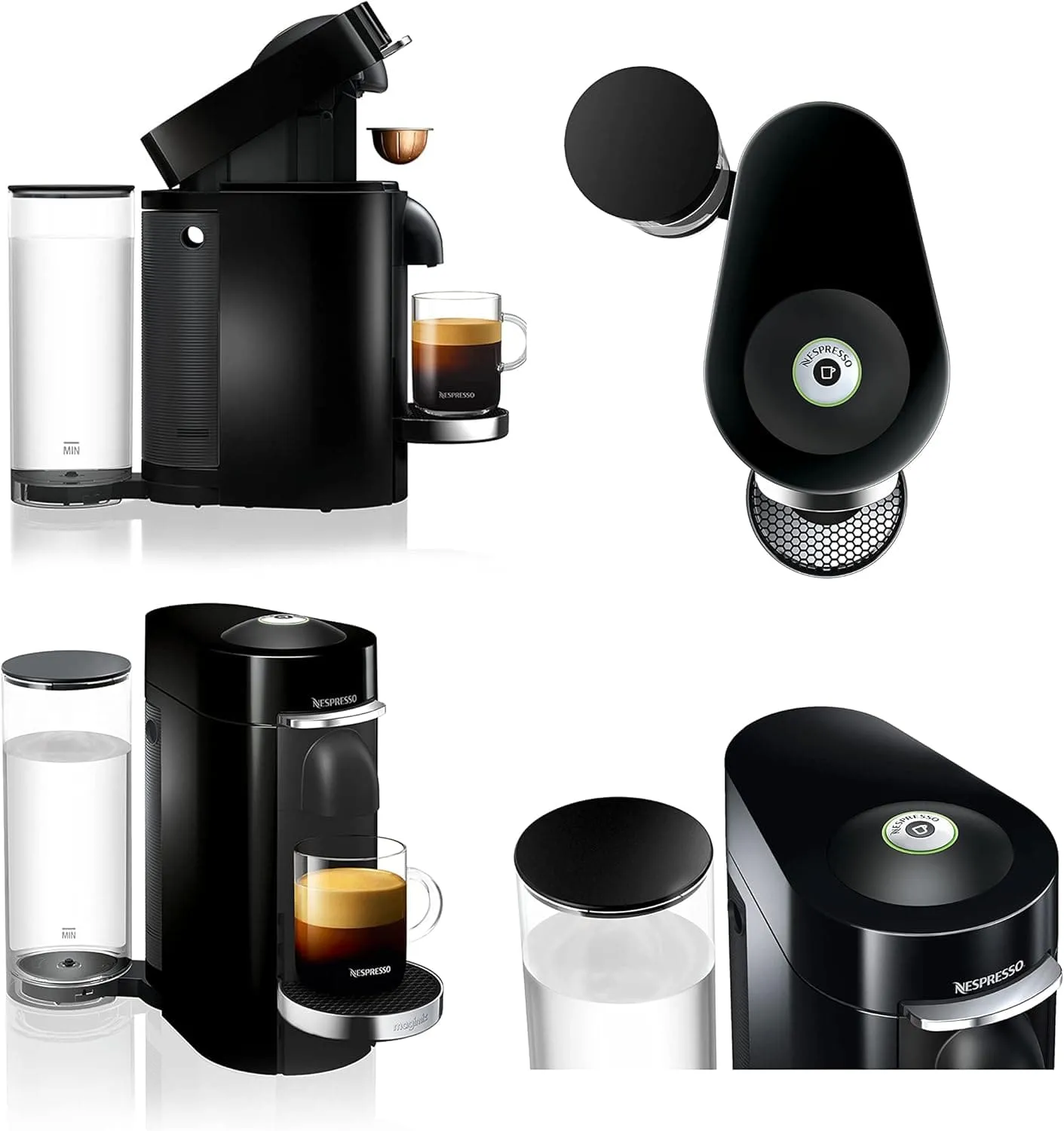 Nespresso Vertuo Plus Automatic Pod Coffee Machine for Americano, Decaf, Espresso by Magimix in Black