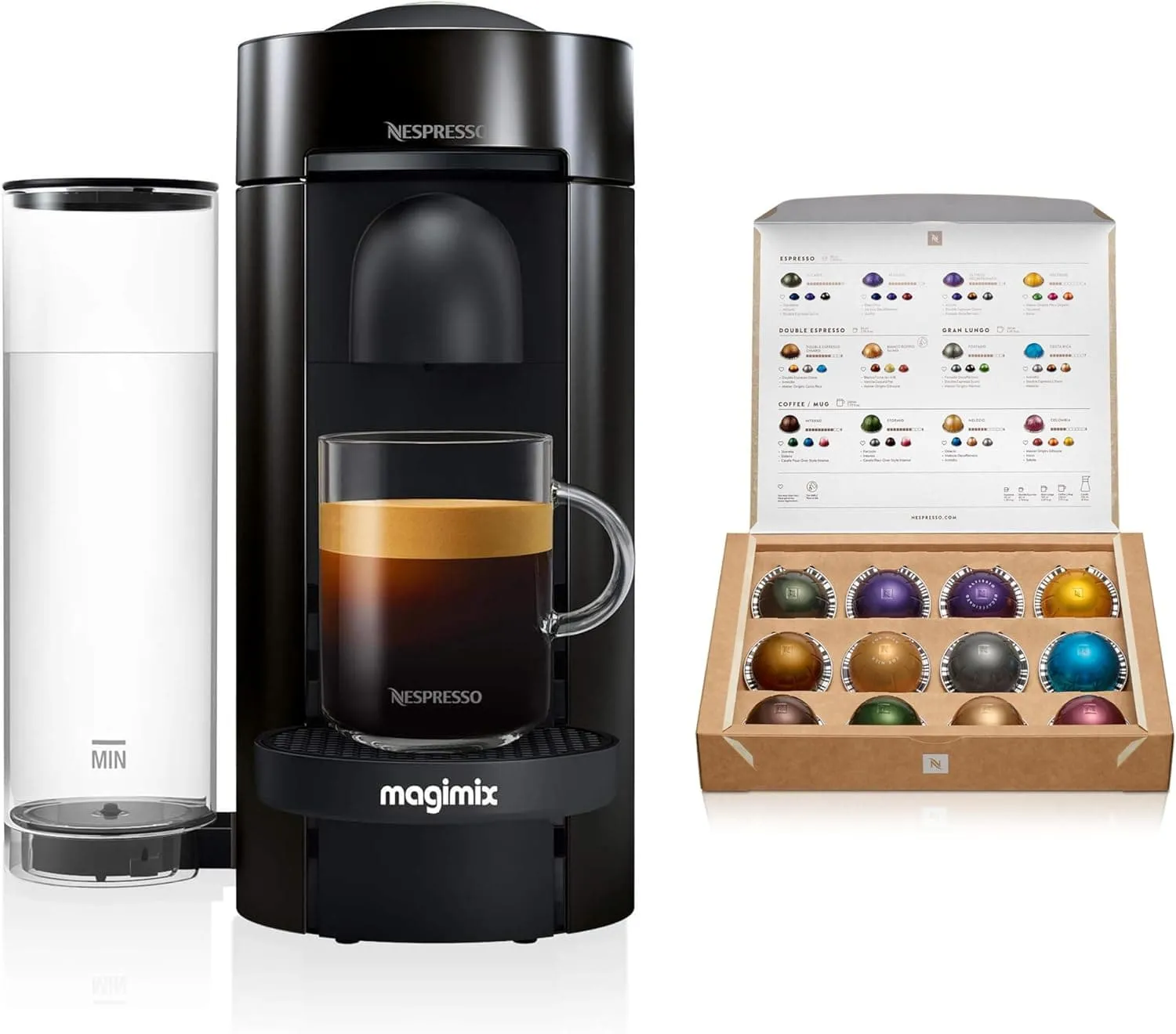 Nespresso Vertuo Plus Automatic Pod Coffee Machine for Americano, Decaf, Espresso by Magimix in Black