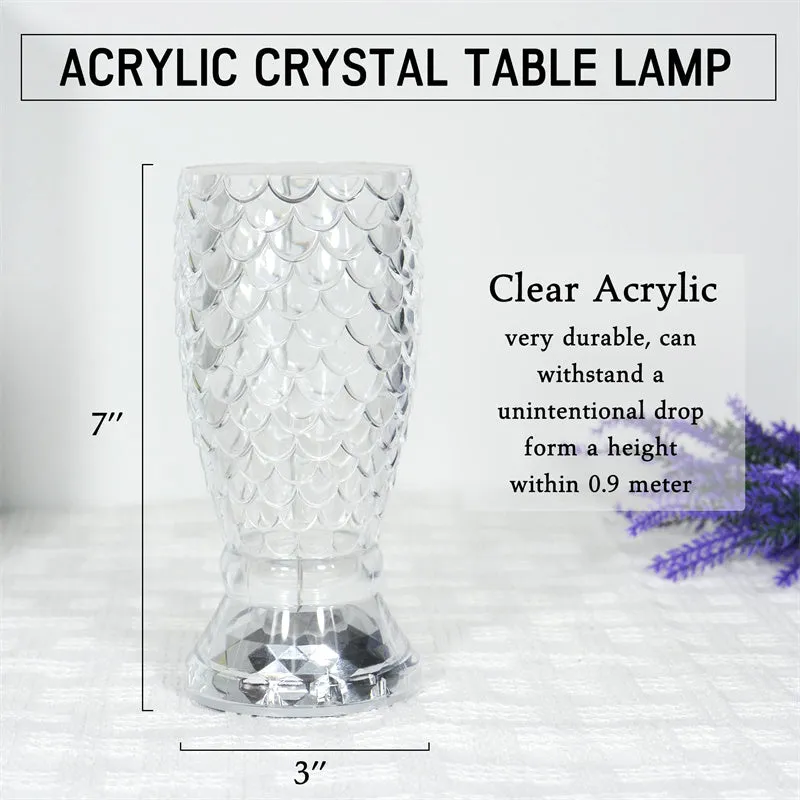 (NET) Crystal Lamp Fish Scale Lamp  LED Rechargeable Touch Night Light  Home Decor Creative Lights