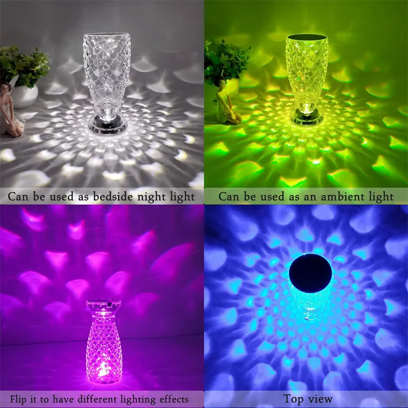 (NET) Crystal Lamp Fish Scale Lamp  LED Rechargeable Touch Night Light  Home Decor Creative Lights