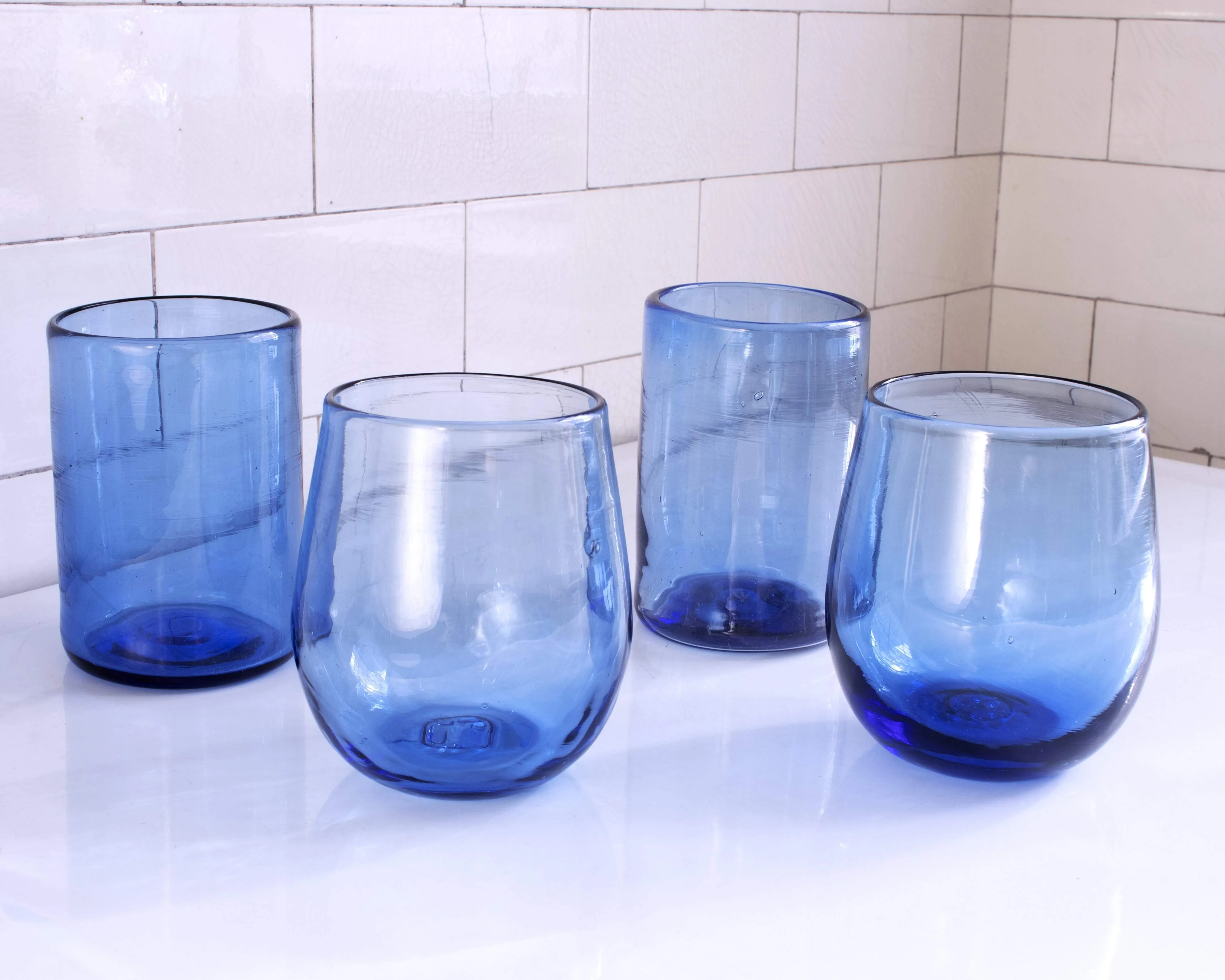 New Life Recycled Blue Glassware