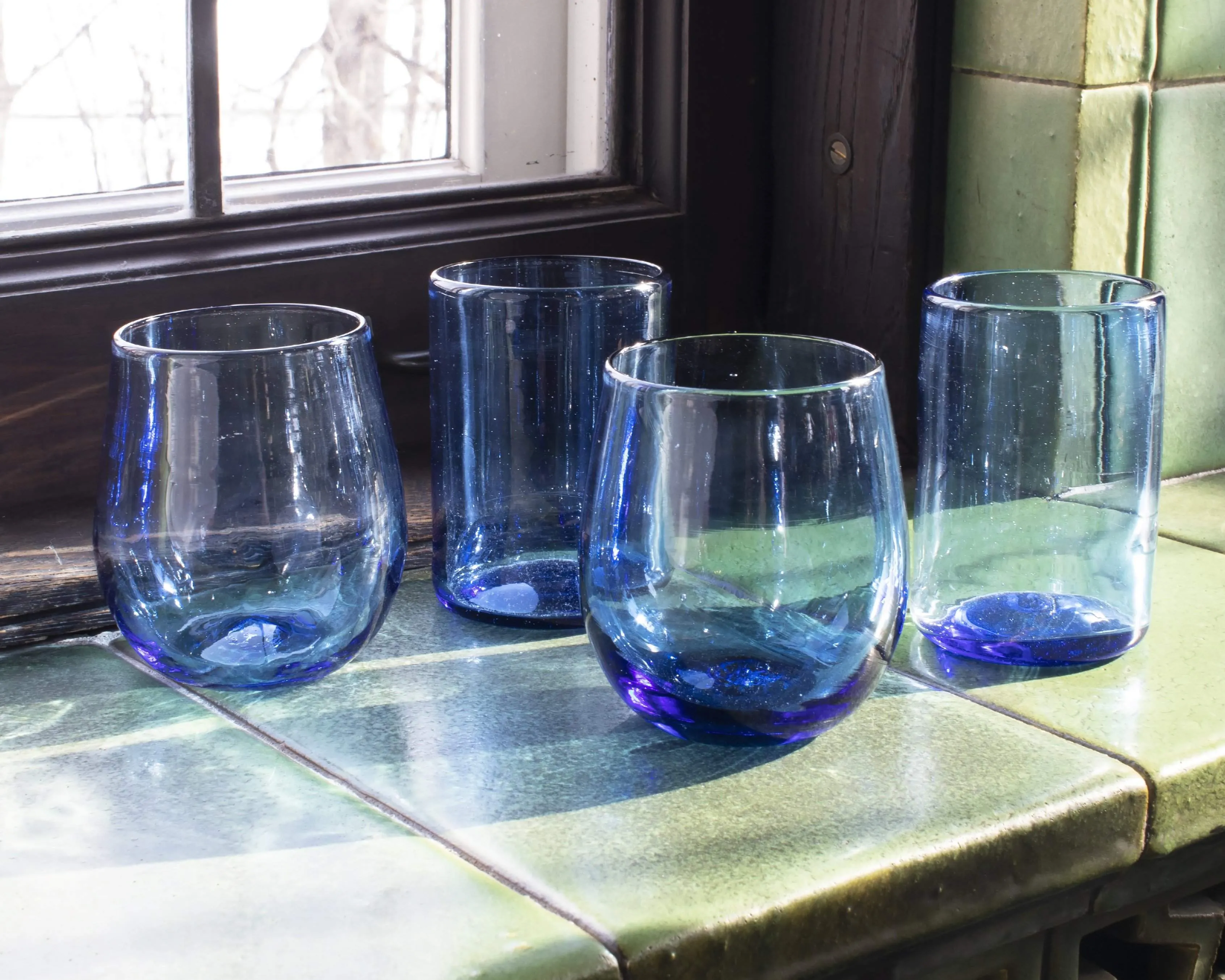 New Life Recycled Blue Glassware