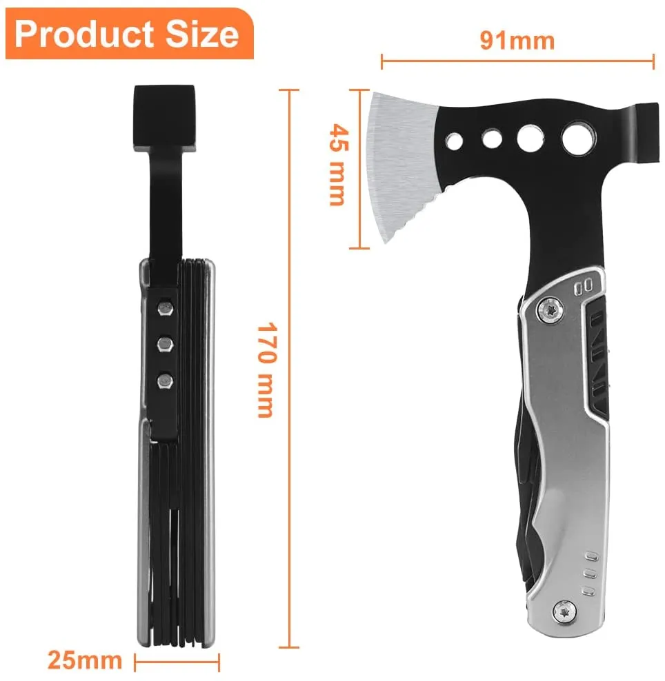 NewDoar Hammer Multitool Camping Accessories Survival Gear and Equipment Bottle Opener - Grey Axe