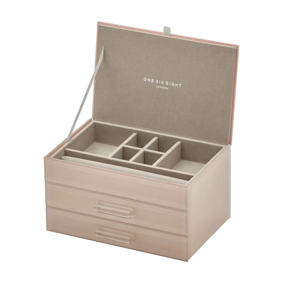 One Six Eight London Gabriella Jewellery Box with Drawers Blush Medium