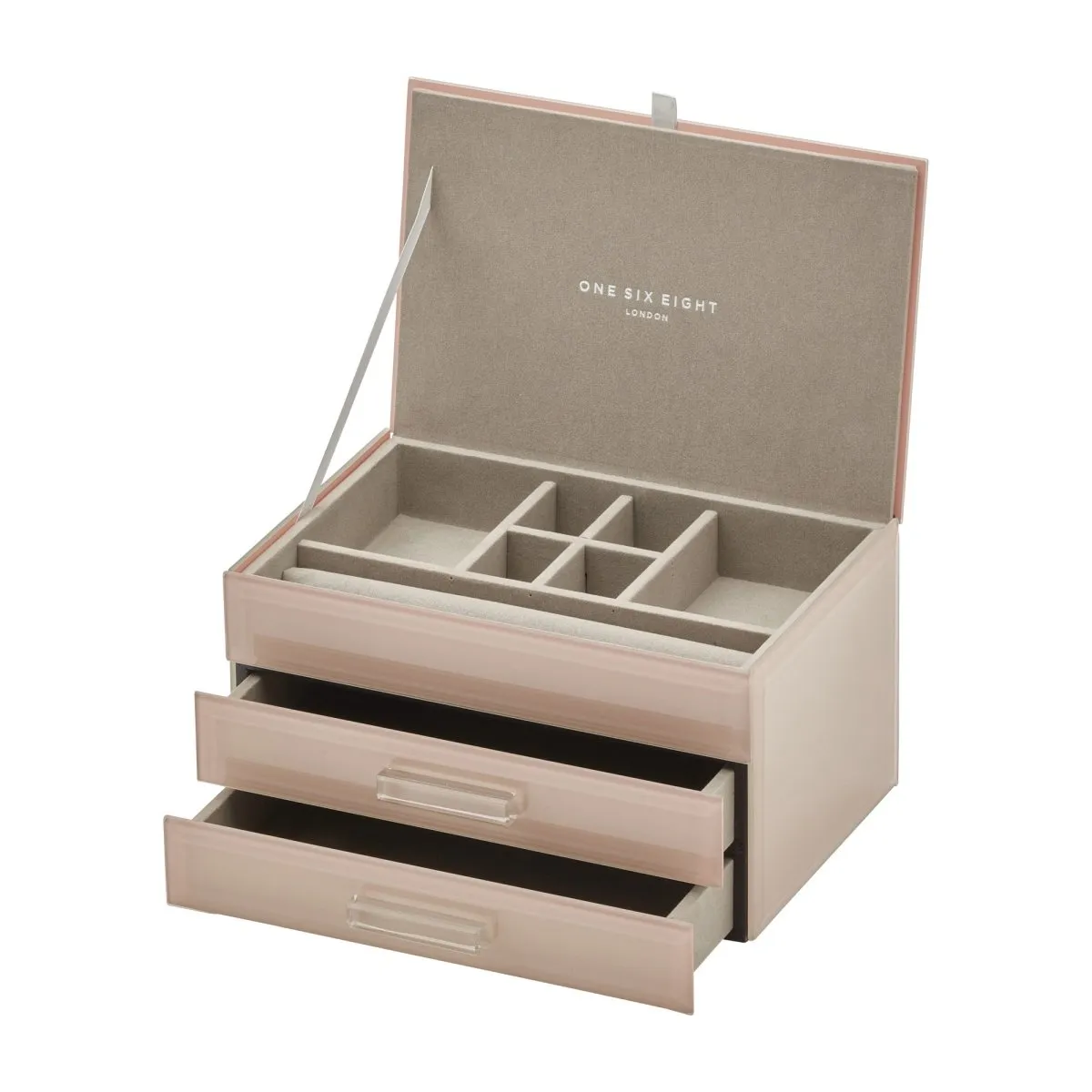 One Six Eight London Gabriella Jewellery Box with Drawers Blush Medium