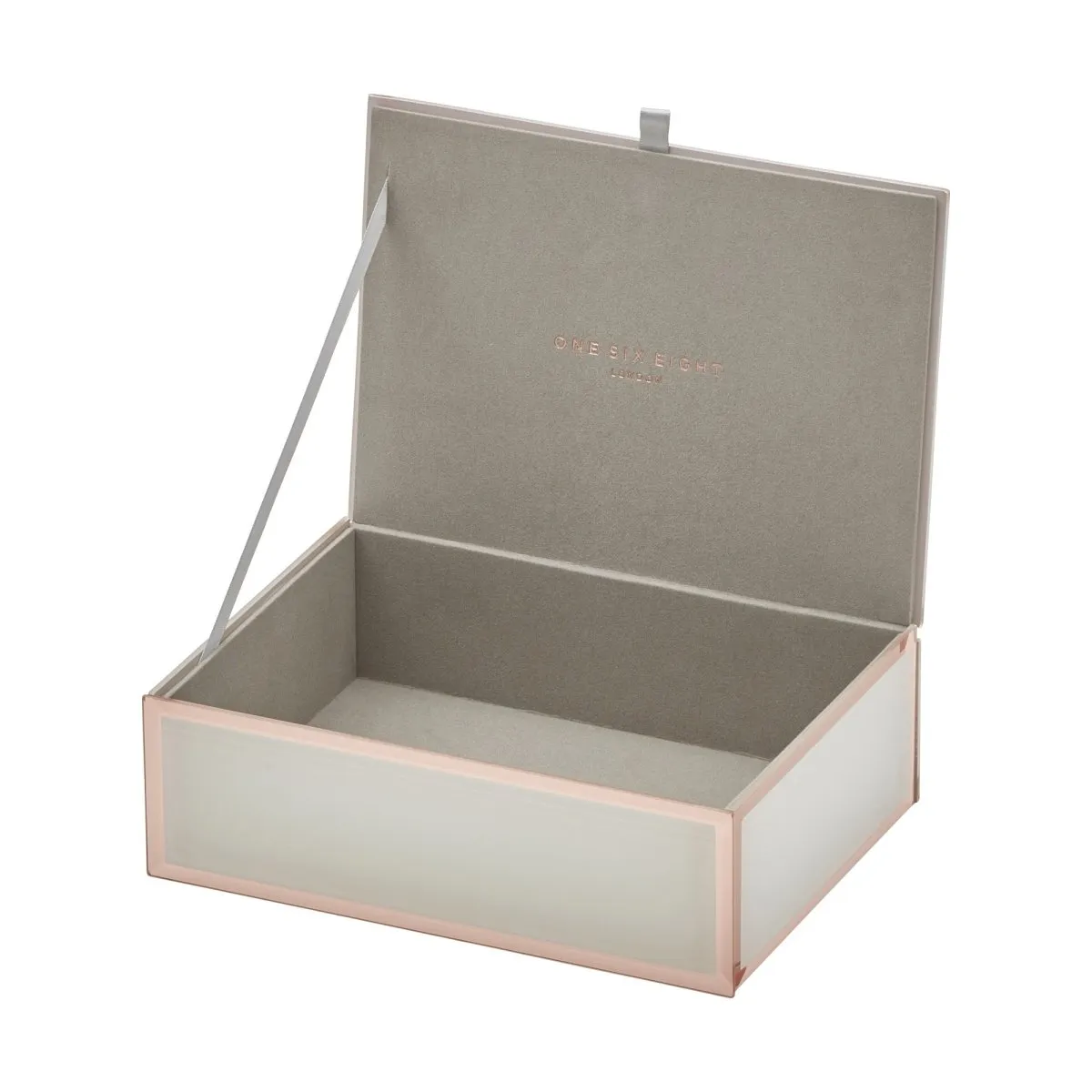 One Six Eight London Sara Jewellery Box White & Rose Gold Medium