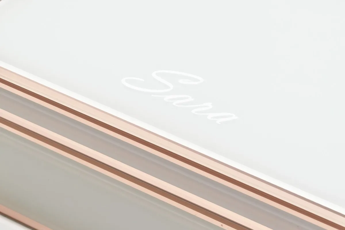 One Six Eight London Sara Jewellery Box White & Rose Gold Medium