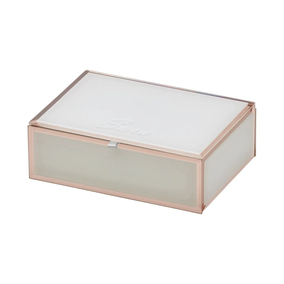 One Six Eight London Sara Jewellery Box White & Rose Gold Medium