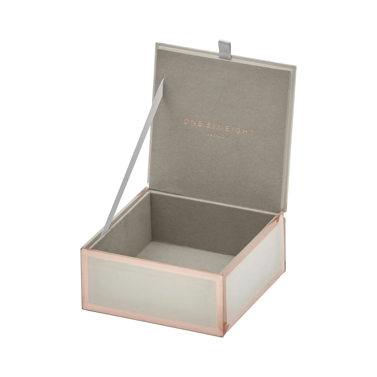 One Six Eight London Sara Jewellery Box White & Rose Gold Small