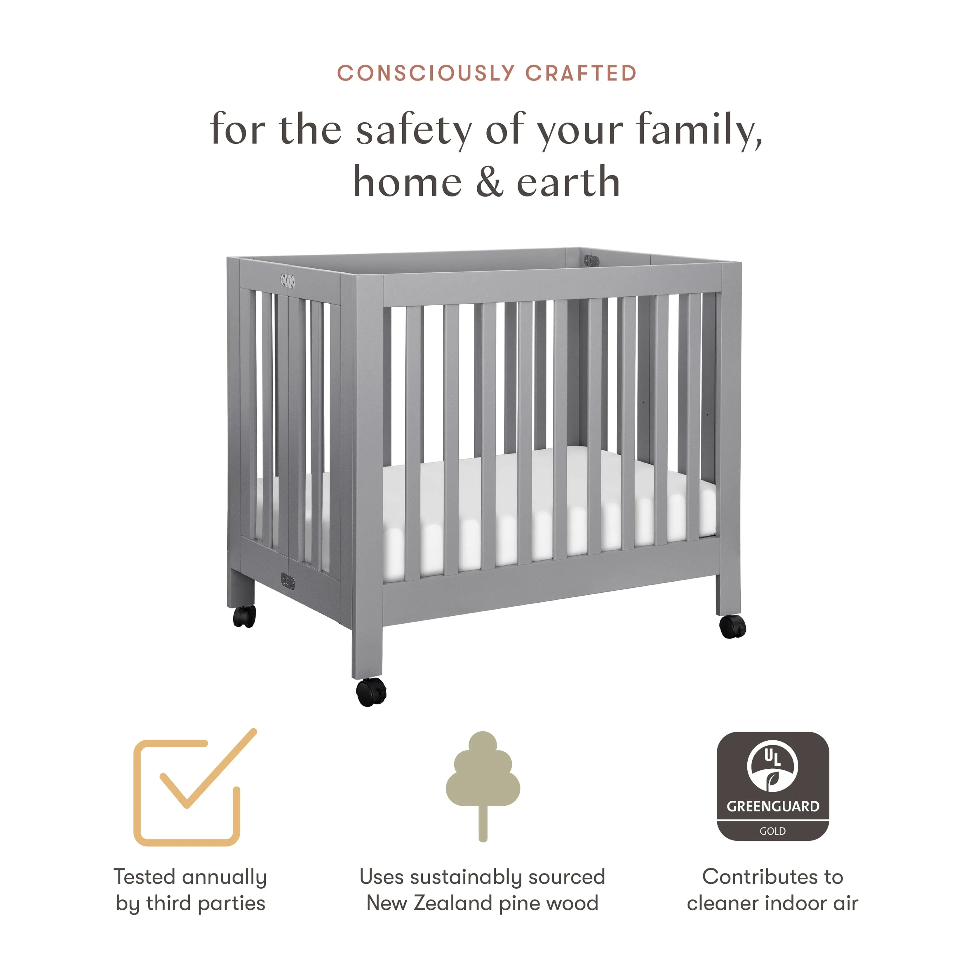 Origami Mini Crib - Grey