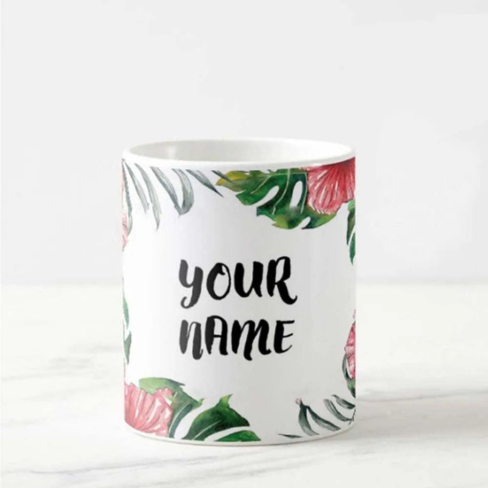 Personalized Coffee Mugs - Floral Leaves