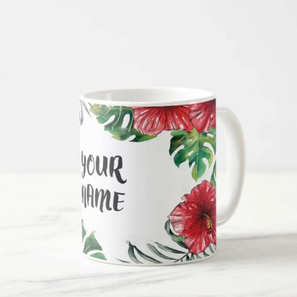 Personalized Coffee Mugs - Floral Leaves