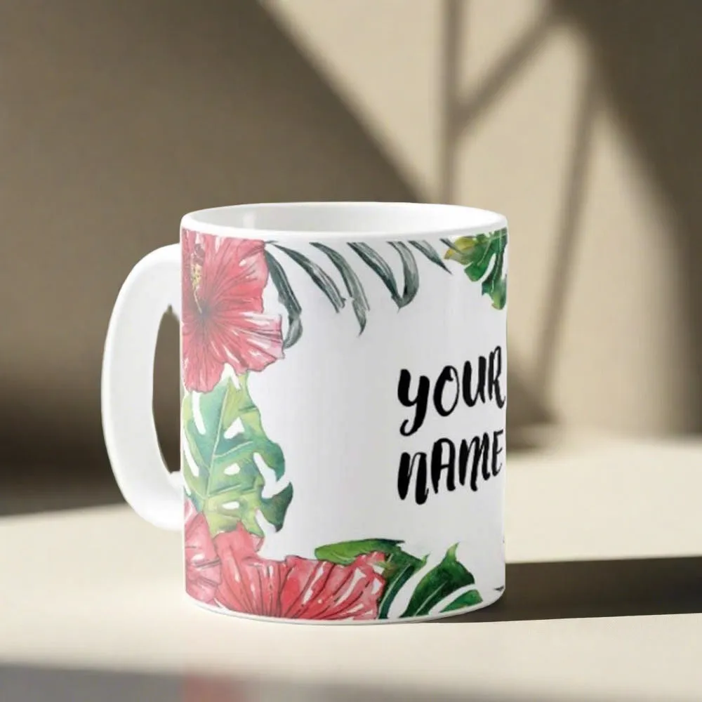 Personalized Coffee Mugs - Floral Leaves