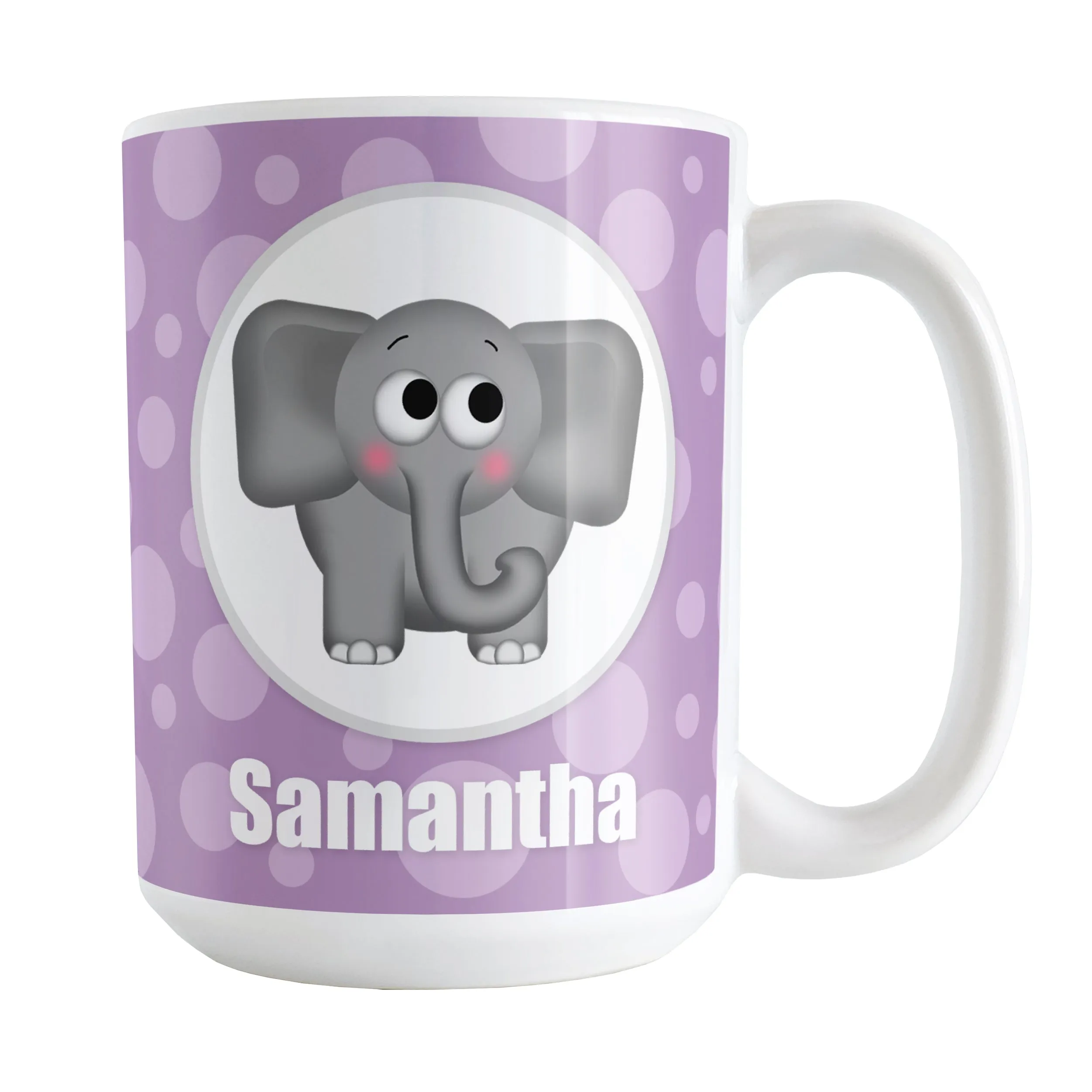 Personalized Cute Elephant Bubbly Purple Mug