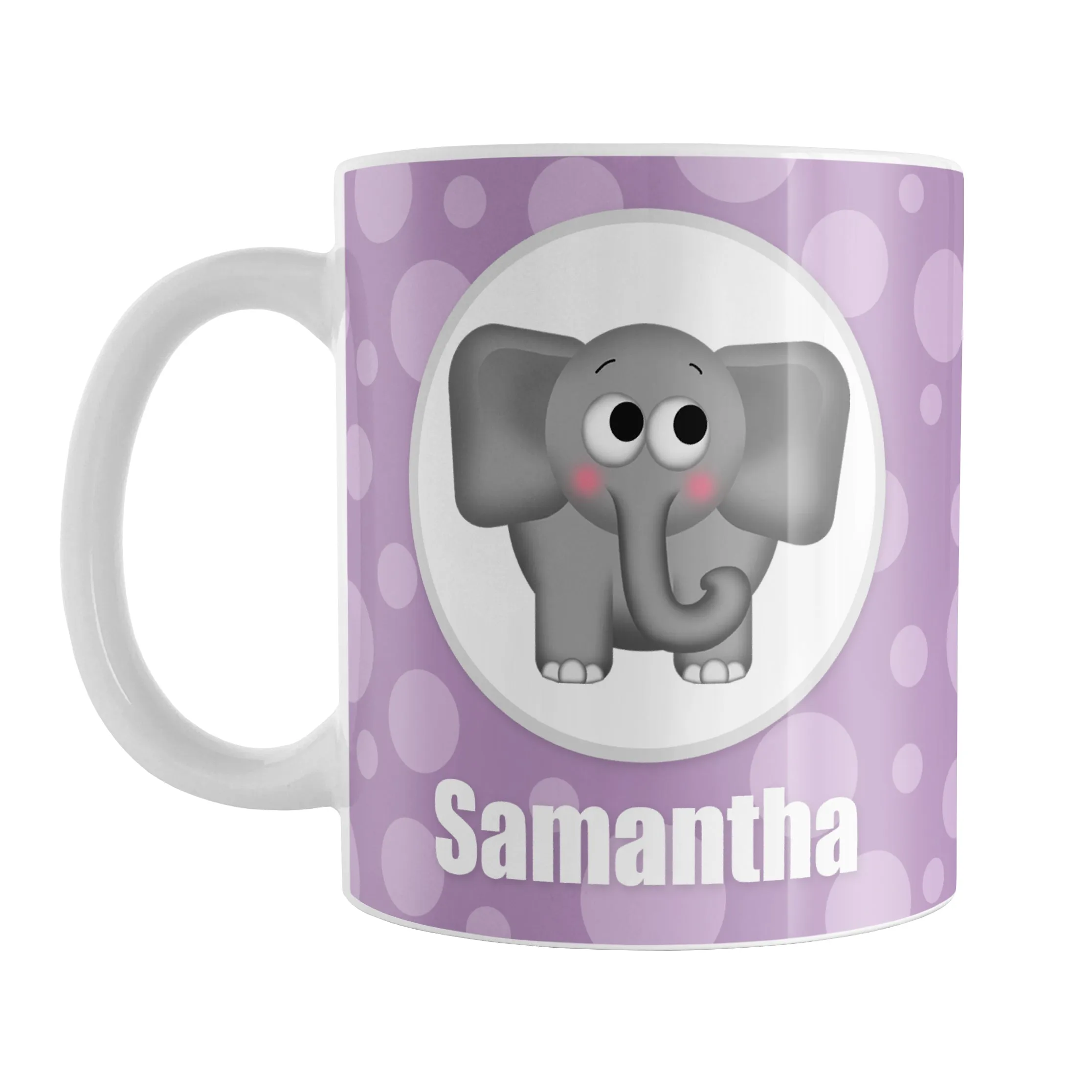 Personalized Cute Elephant Bubbly Purple Mug