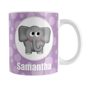 Personalized Cute Elephant Bubbly Purple Mug