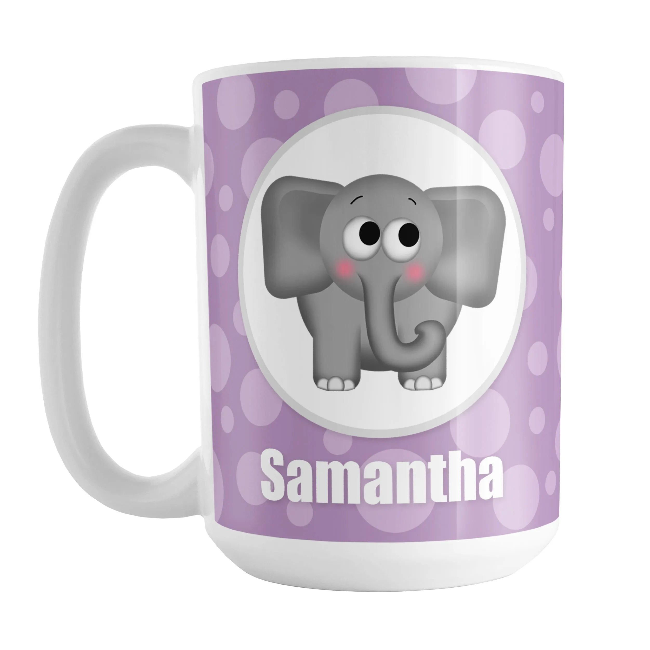 Personalized Cute Elephant Bubbly Purple Mug