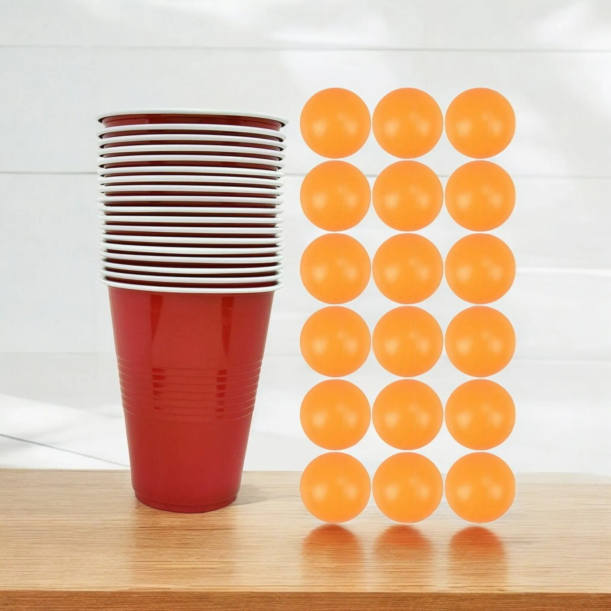 Plastic Party Picnic Cup - Ping Pong Game with 18-Cups & Balls