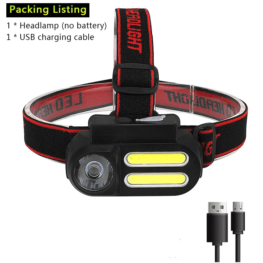 Portable Mini Headlamp XPE 4COB LED Headlight USB Rechargeable Use 18650 Battery Camping Light Night Fishing Lantern