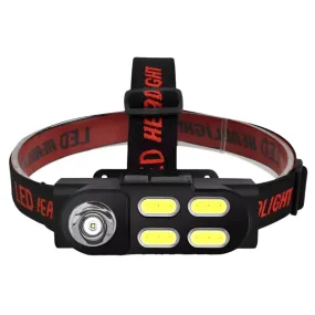 Portable Mini Headlamp XPE 4COB LED Headlight USB Rechargeable Use 18650 Battery Camping Light Night Fishing Lantern