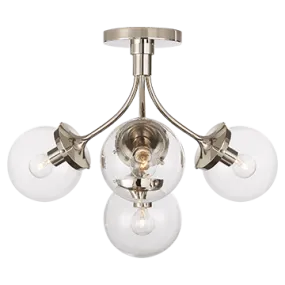 PRESCOTT MEDIUM SEMI FLUSH MOUNT, POLISHED NICKEL