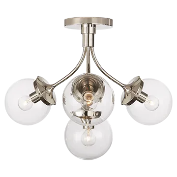 PRESCOTT MEDIUM SEMI FLUSH MOUNT, POLISHED NICKEL