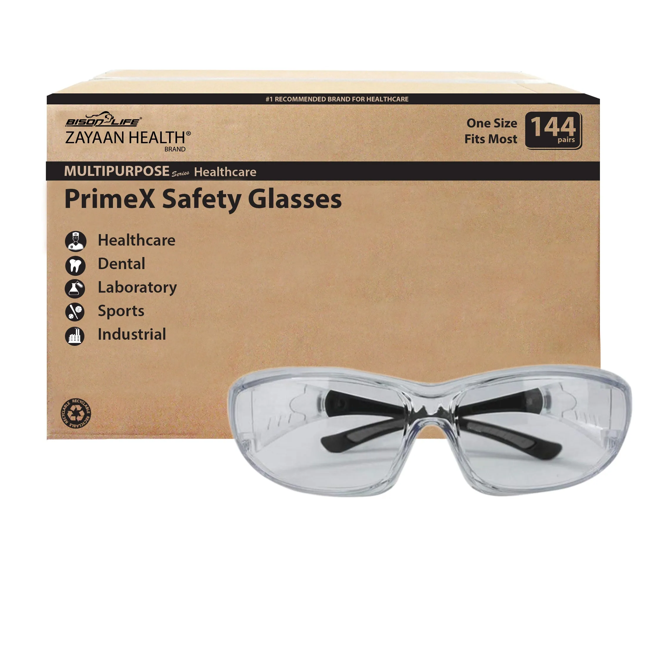 PrimeX Color Lens Black Temple Safety Glasses, Anti-Fog, ANSI Z87.1