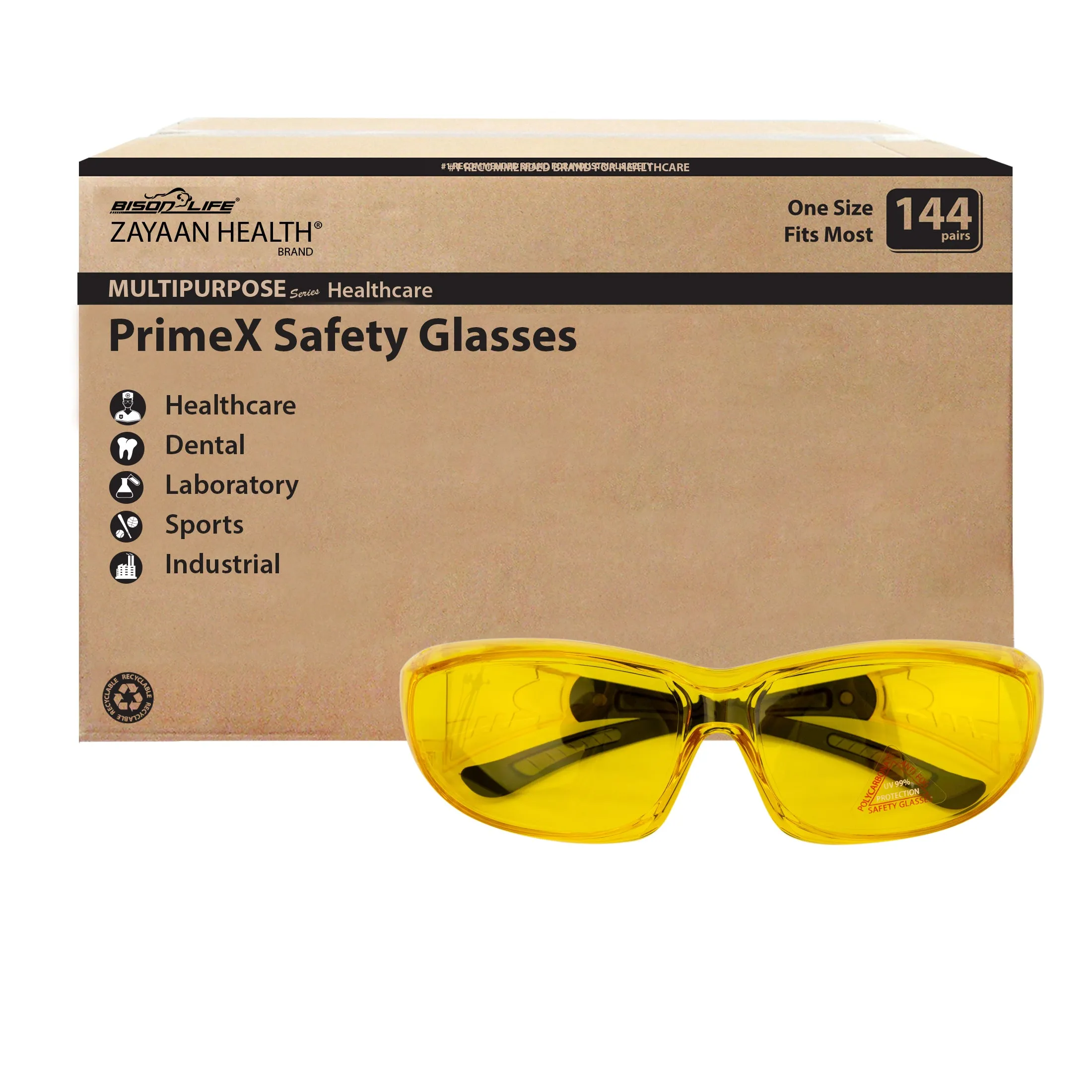 PrimeX Color Lens Black Temple Safety Glasses, Anti-Fog, ANSI Z87.1