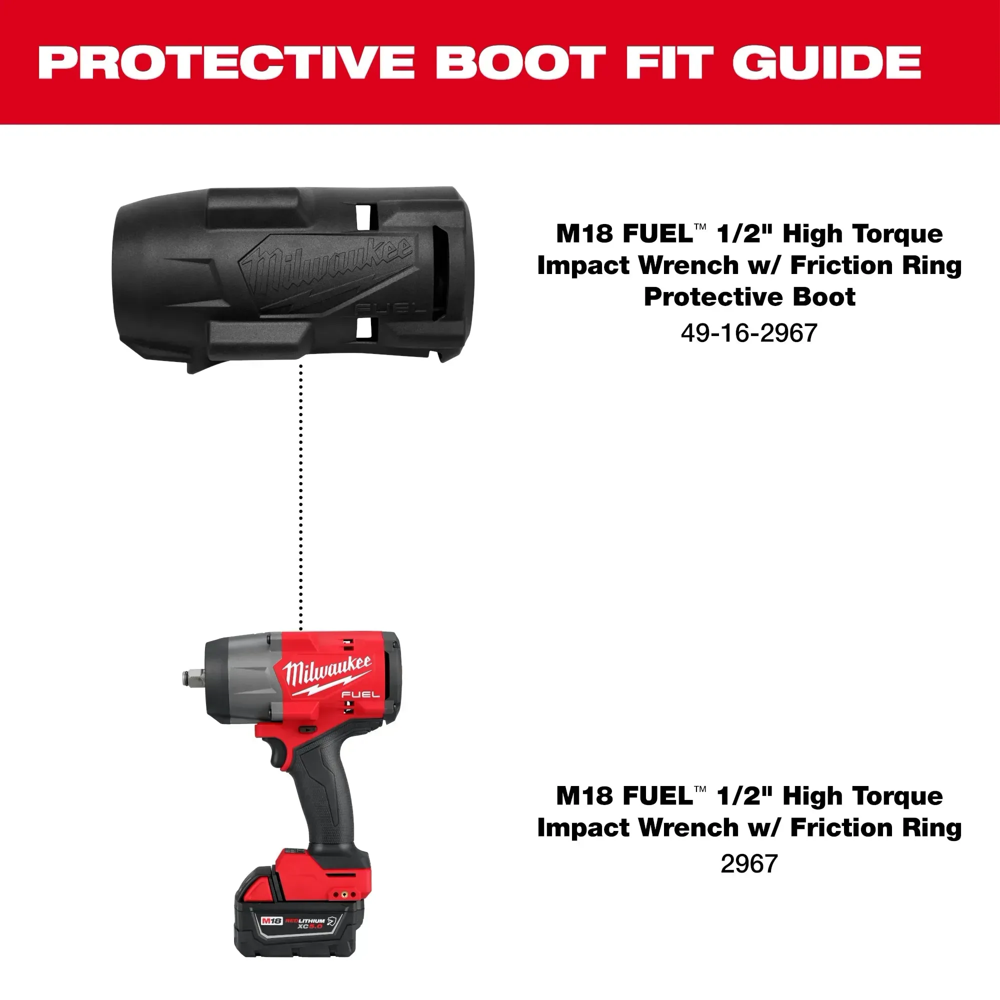 Protective Boot - Milwaukee M18 FUEL™ 1/2" High Torque Impact Wrench w/ Friction Ring Protective Boot, 49-16-2967