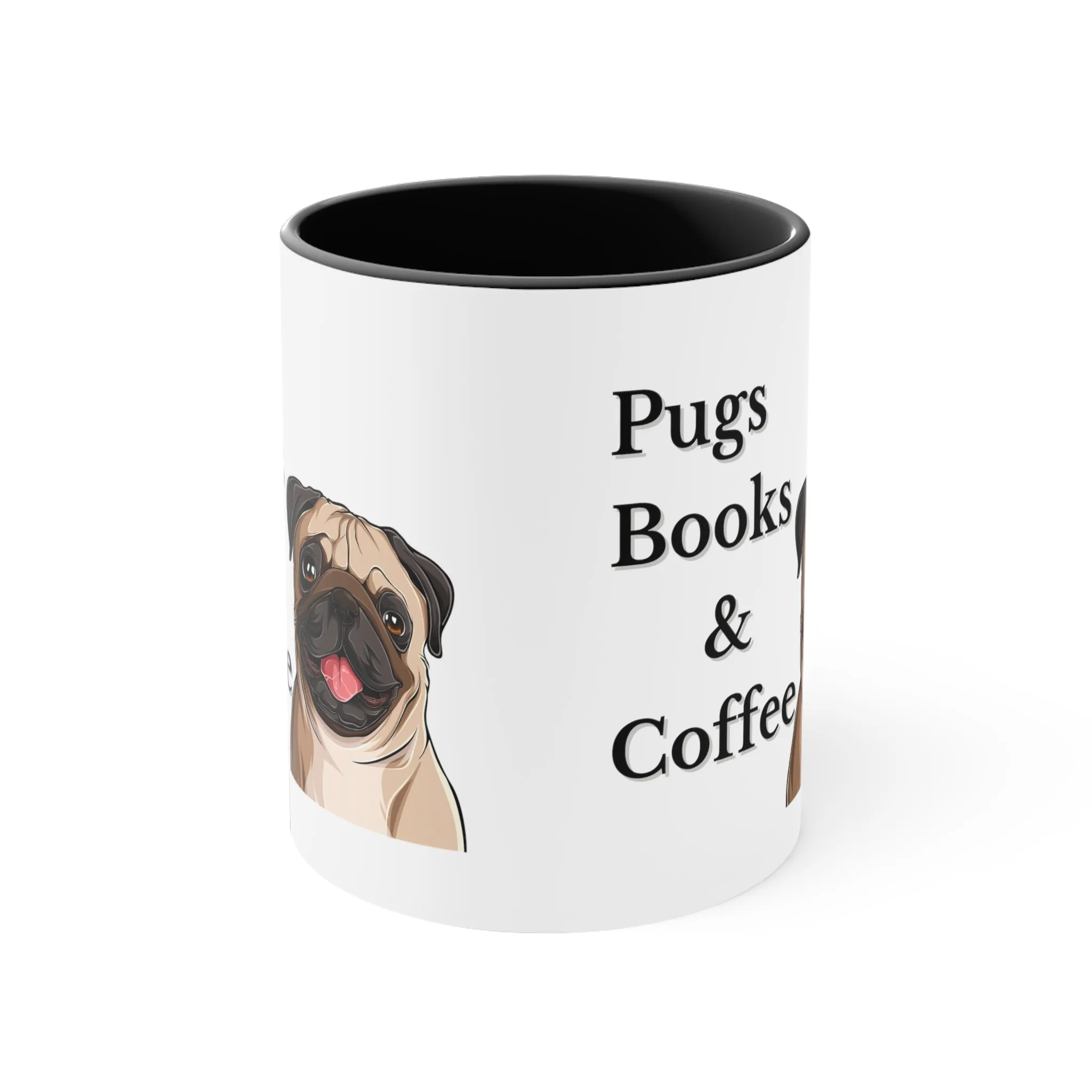 Pugs, Books and Coffee Custom Coffee Mug with Multi-Colors