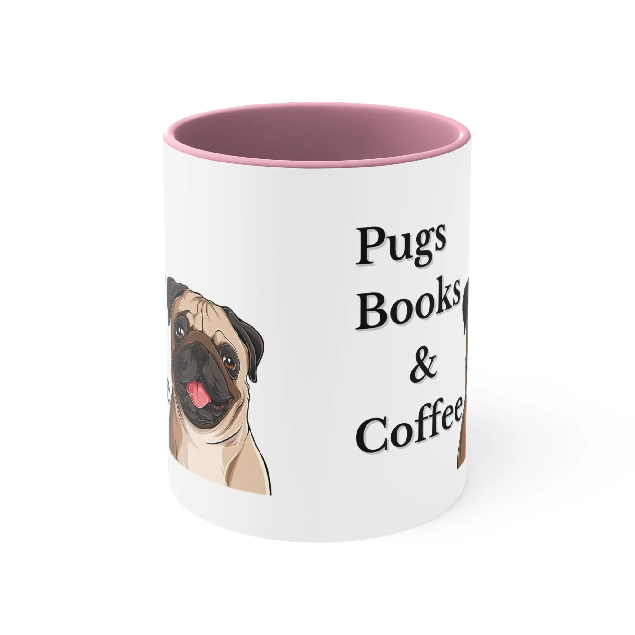 Pugs, Books and Coffee Custom Coffee Mug with Multi-Colors