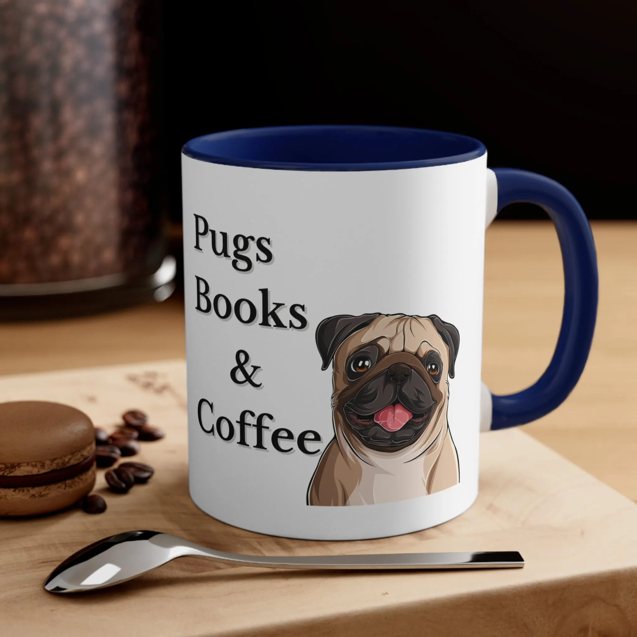 Pugs, Books and Coffee Custom Coffee Mug with Multi-Colors