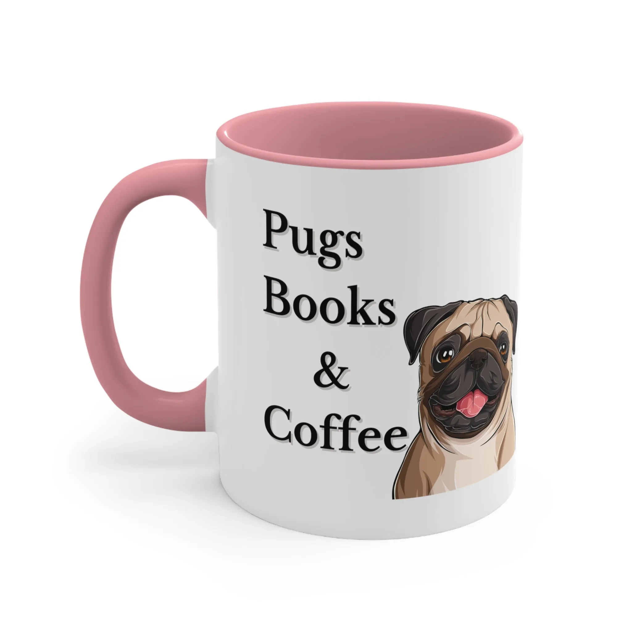 Pugs, Books and Coffee Custom Coffee Mug with Multi-Colors