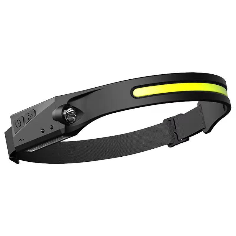 "Rechargeable COB LED Sensor Headlamp with USB Charging, 5 Lighting Modes - Built-In Battery Head Torch Flashlight"