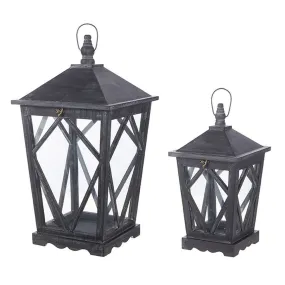 Raz Imports Home for The Holidays 22" Black Washed Lantern, Set of 2