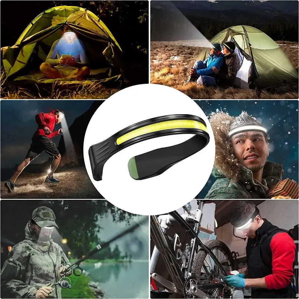 Rechargeable Headlamp 3Lighting Modes COB with Tail Red Light Wide Angle Lighting for Outdoor Running Camping Work