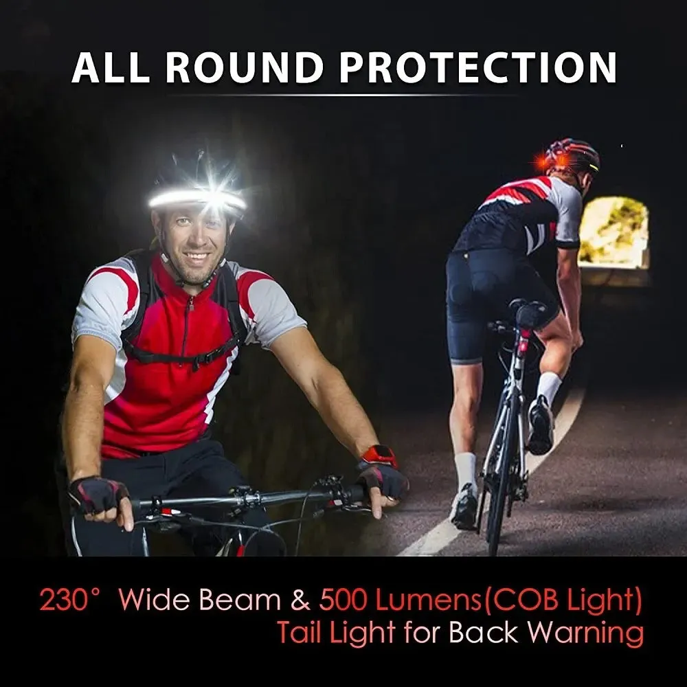 Rechargeable Headlamp 3Lighting Modes COB with Tail Red Light Wide Angle Lighting for Outdoor Running Camping Work