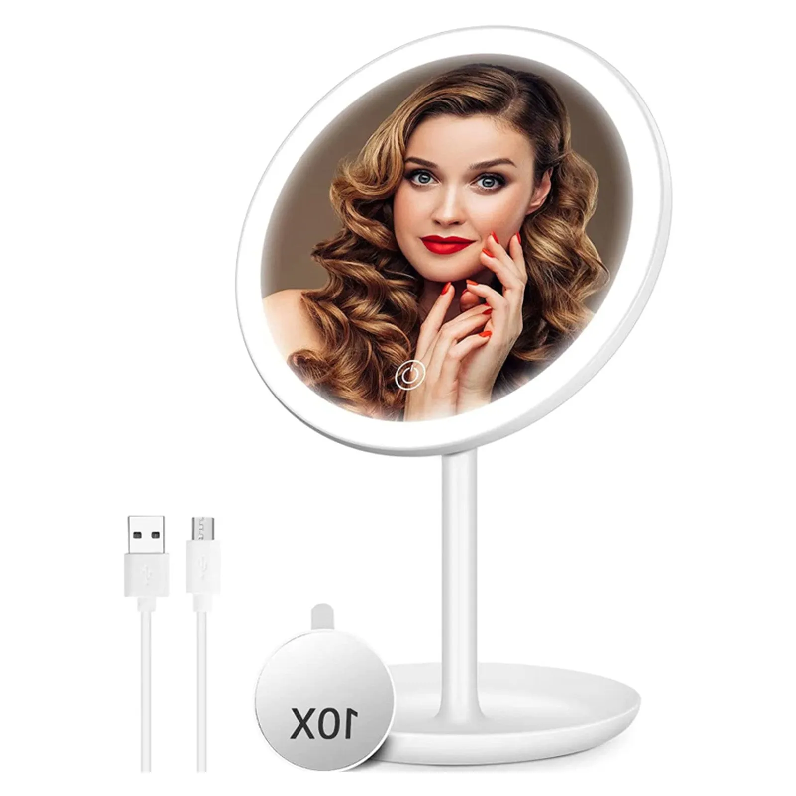 Rechargeable Lighted Makeup Mirror 50 LED Lights With Detachable Storage Tray