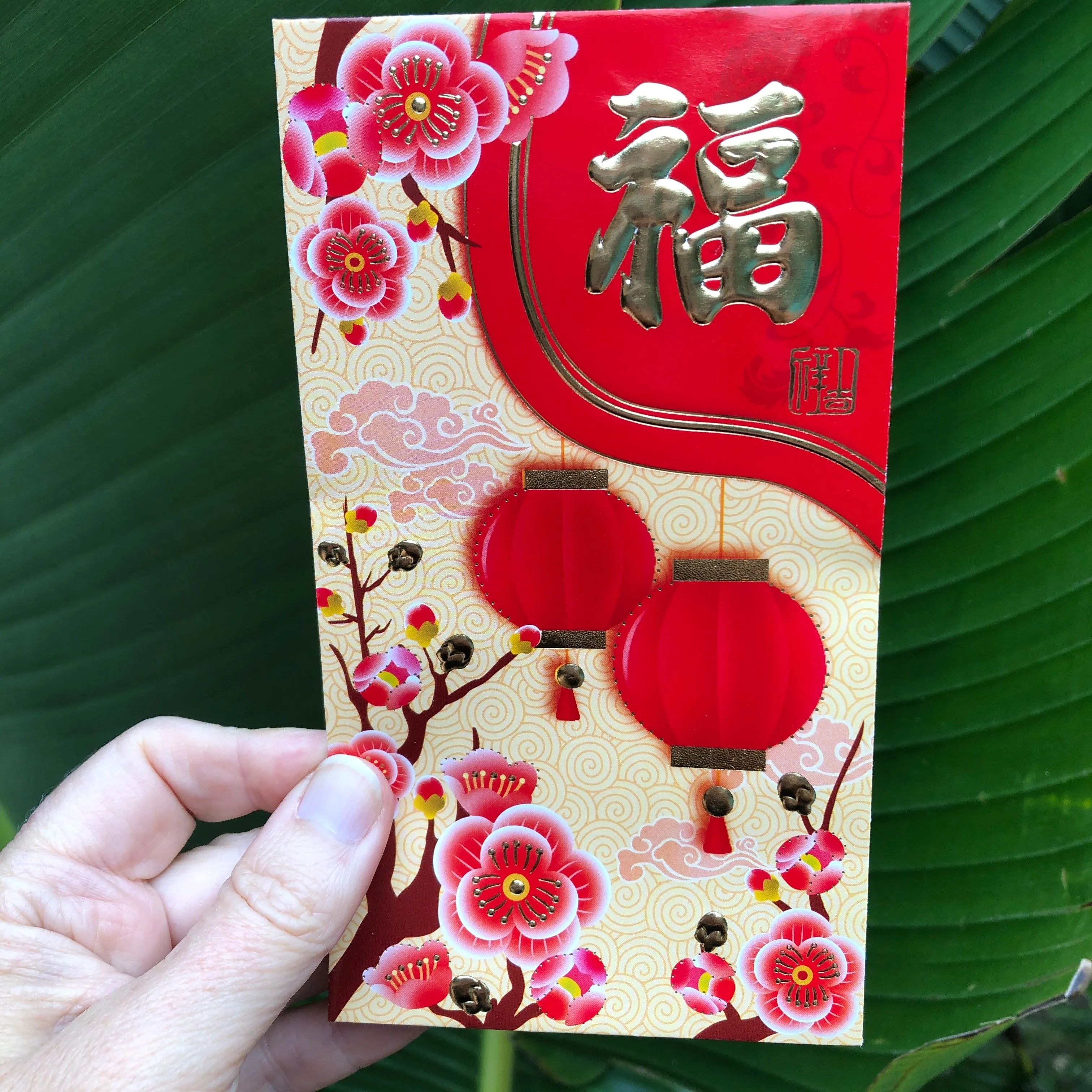 Red lanterns and blossoms - Red Money Envelopes (6 pack)