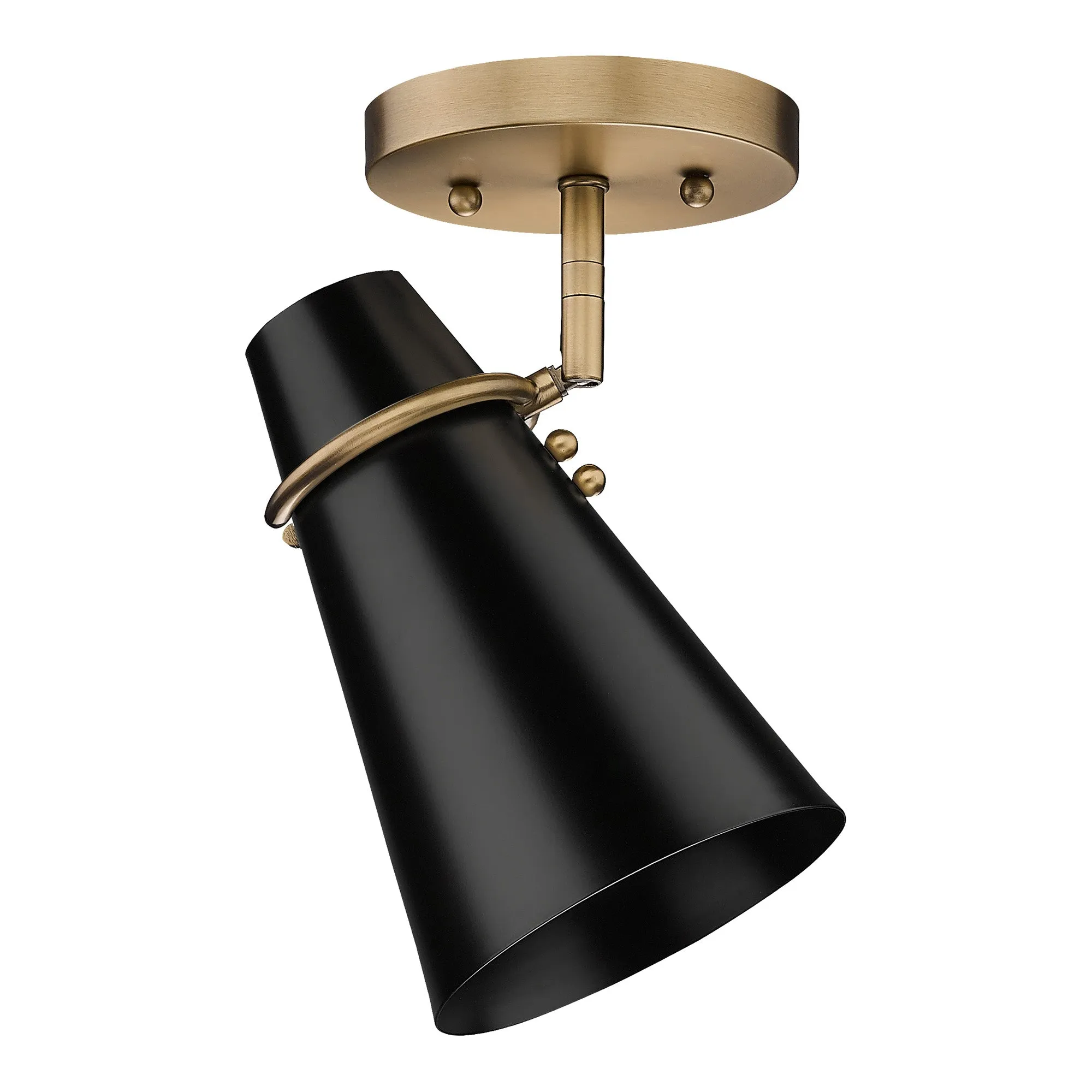 Reeva Semi-Flush in Modern Brass with Matte Black Shade